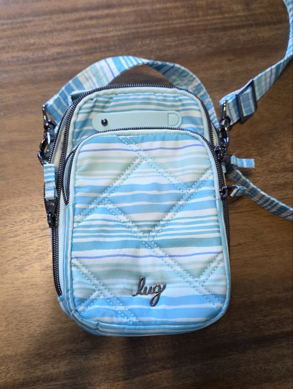 Lug Mini Skeeter Convertible Crossbody Bag in Teal Stripes
